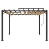 Paviljong med lamelltak 3x3 m gråbrun stoff og aluminium