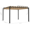 Paviljong med lamelltak 3x3 m gråbrun stoff og aluminium