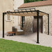 Paviljong med lamelltak 3x3 m gråbrun stoff og aluminium