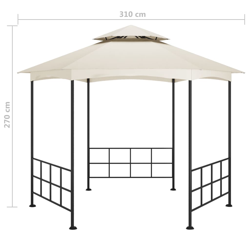 Paviljong med sidevegger 3,1x2,7 m kremhvit