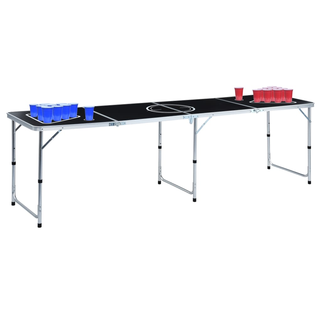 Sammenleggbart ølpongbord med kopper og baller 240 cm vidaXL