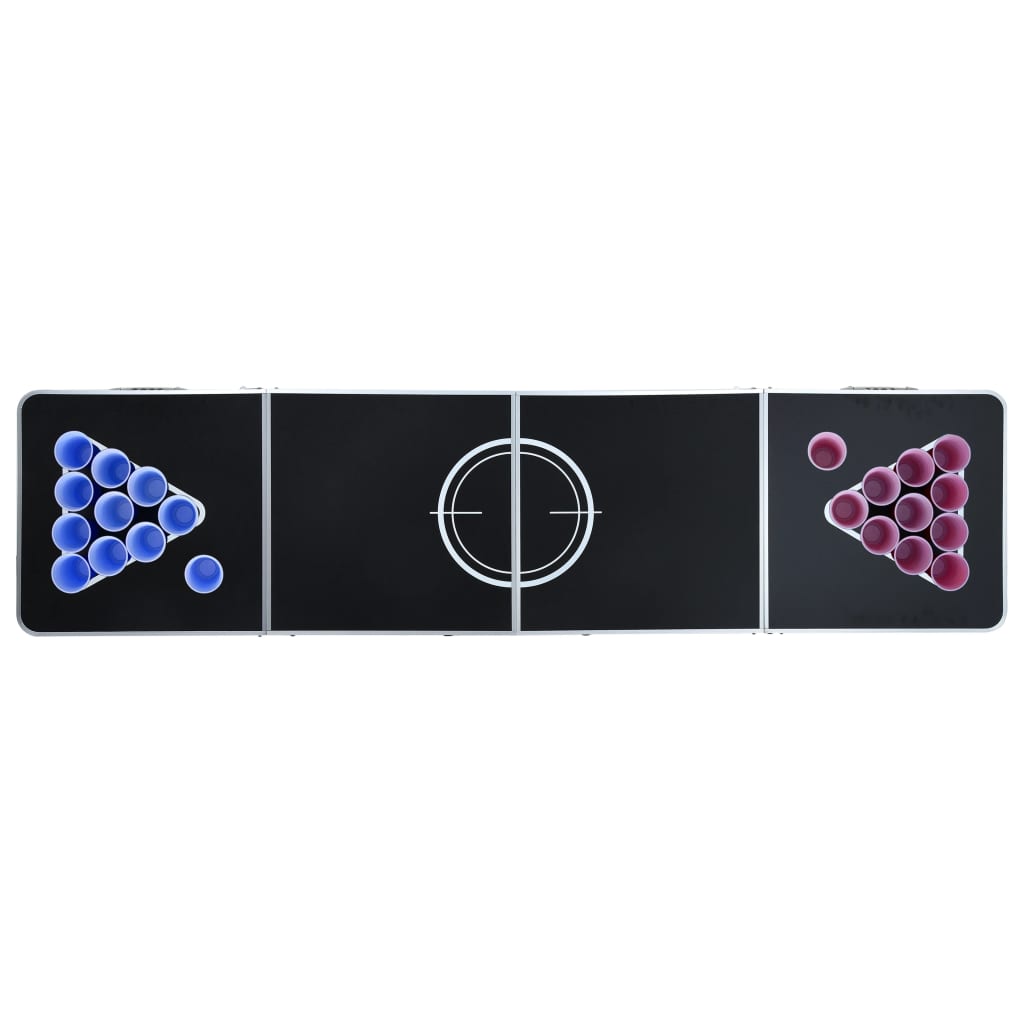 Sammenleggbart ølpongbord med kopper og baller 240 cm vidaXL