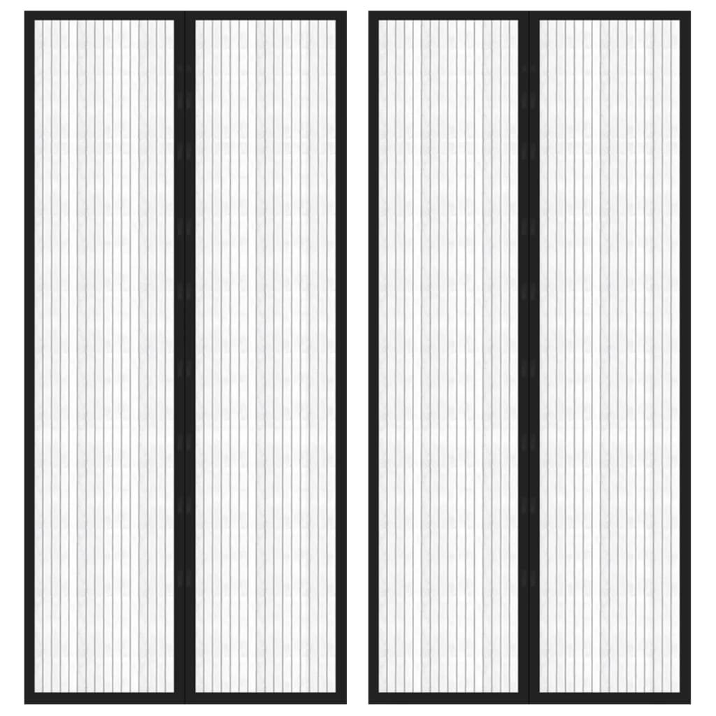 Insektsgardiner for dør 2 stk med magnetblokker svart 210x90 cm