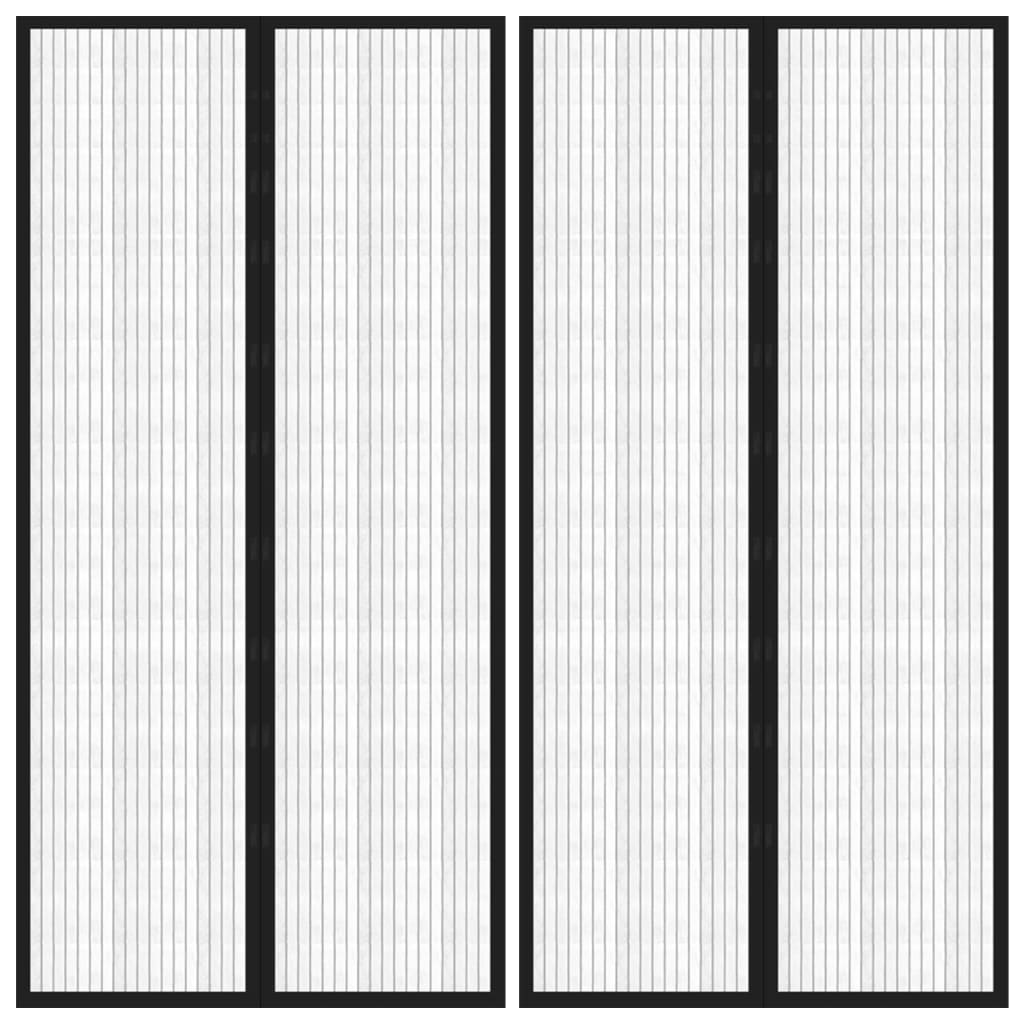 Insektsgardiner for dør 2 stk med magnetblokker svart 220x100cm
