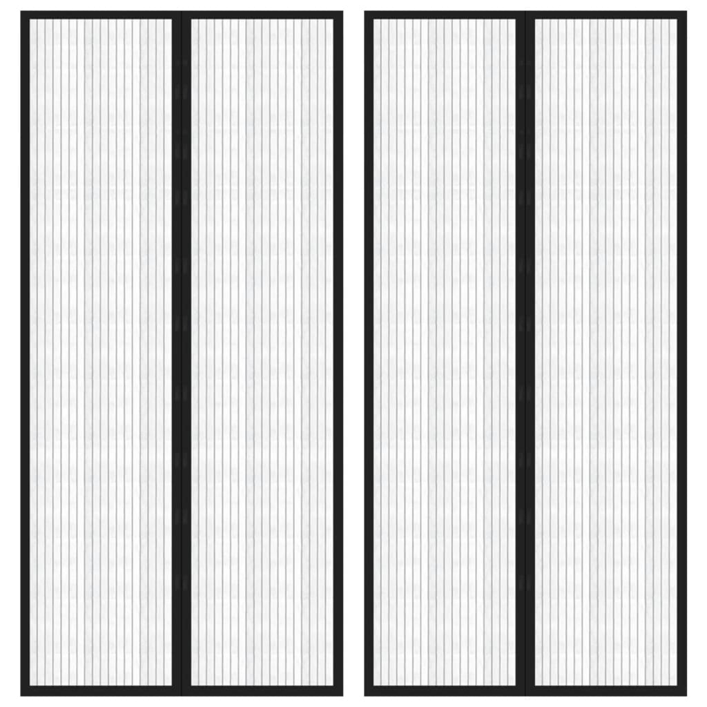Insektsgardiner for dør 2 stk med magnetblokker svart 220x110cm