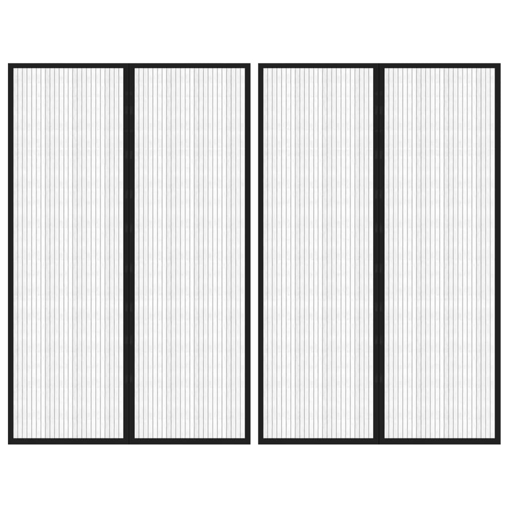 Insektsgardiner for dør 2 stk med magnetblokker svart 220x130cm