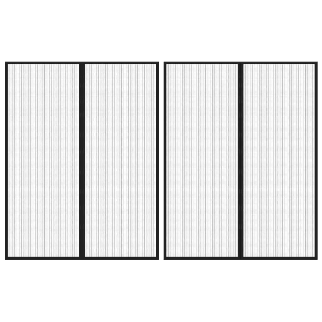 Insektsgardiner for dør 2 stk med magnetblokker svart 230x160cm