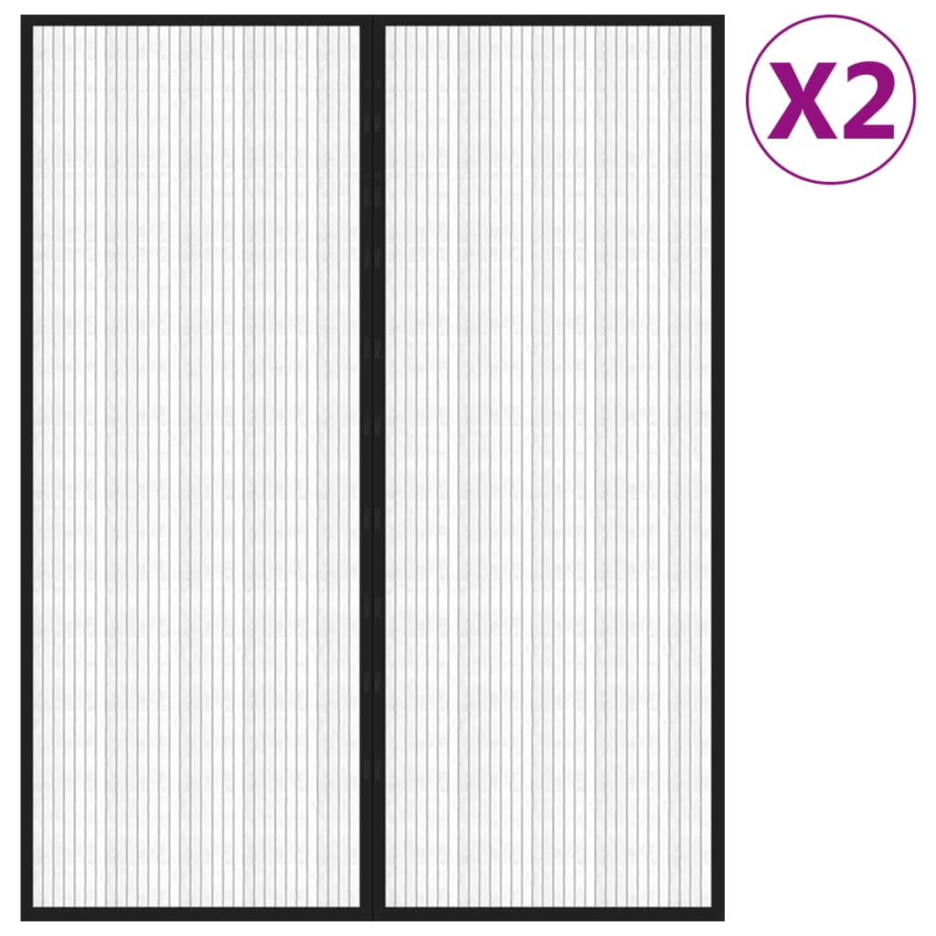 Insektsgardiner for dør 2 stk med magnetblokker svart 230x160cm