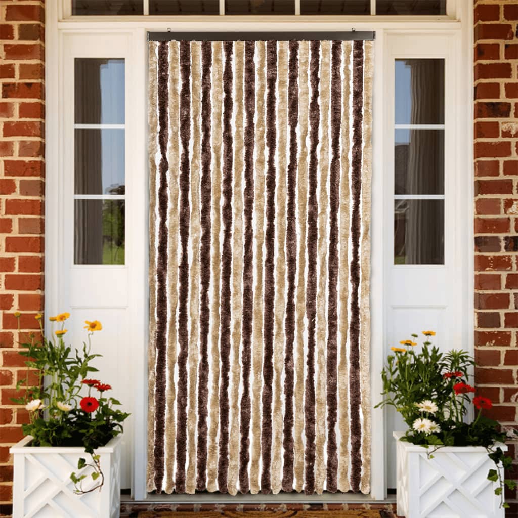 Insektgardin beige og lysebrun 90x200 cm chenille