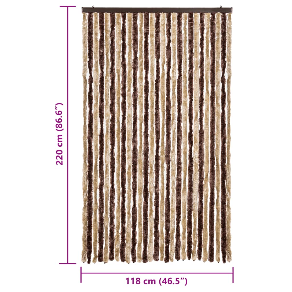 Insektgardin beige og lysebrun 118x220 cm chenille