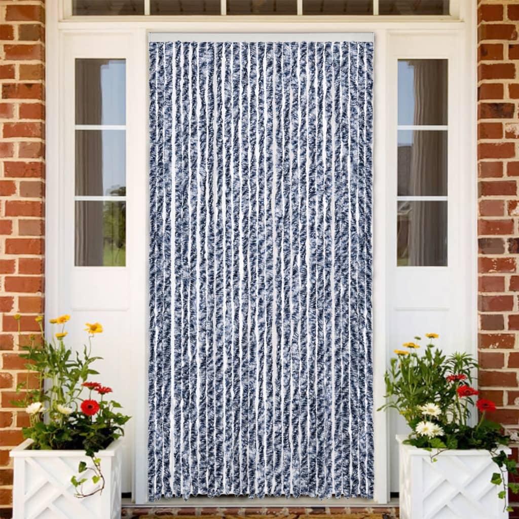Insektgardin blå og hvit 118x220 cm chenille