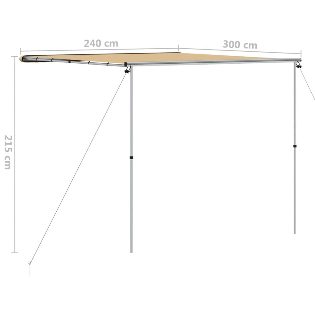 Markise til bobil og campingvogn 2,4x3x2,15 m beige