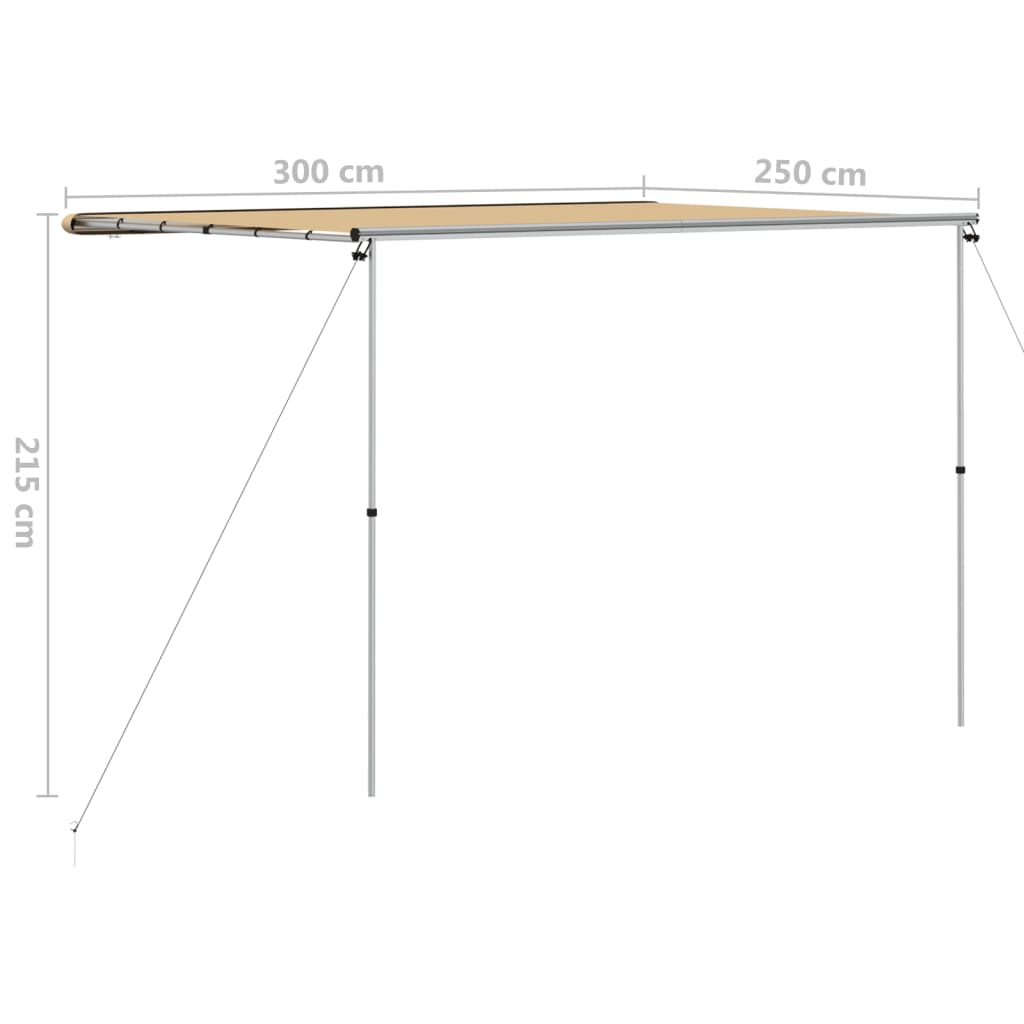 Markise til bobil og campingvogn 3x2,5x2,15 m beige