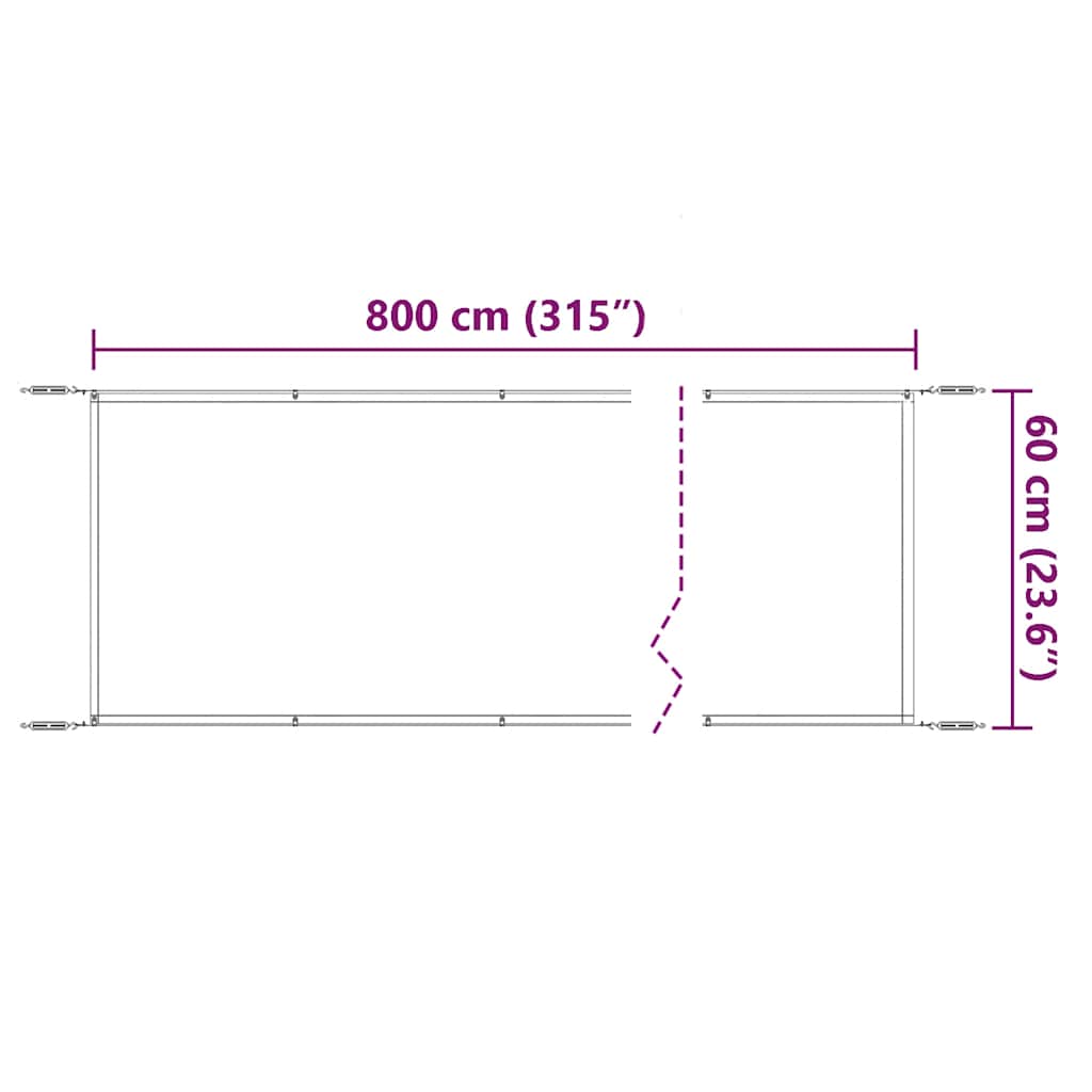Vertikal markise hvit 60x800 cm oxfordstoff