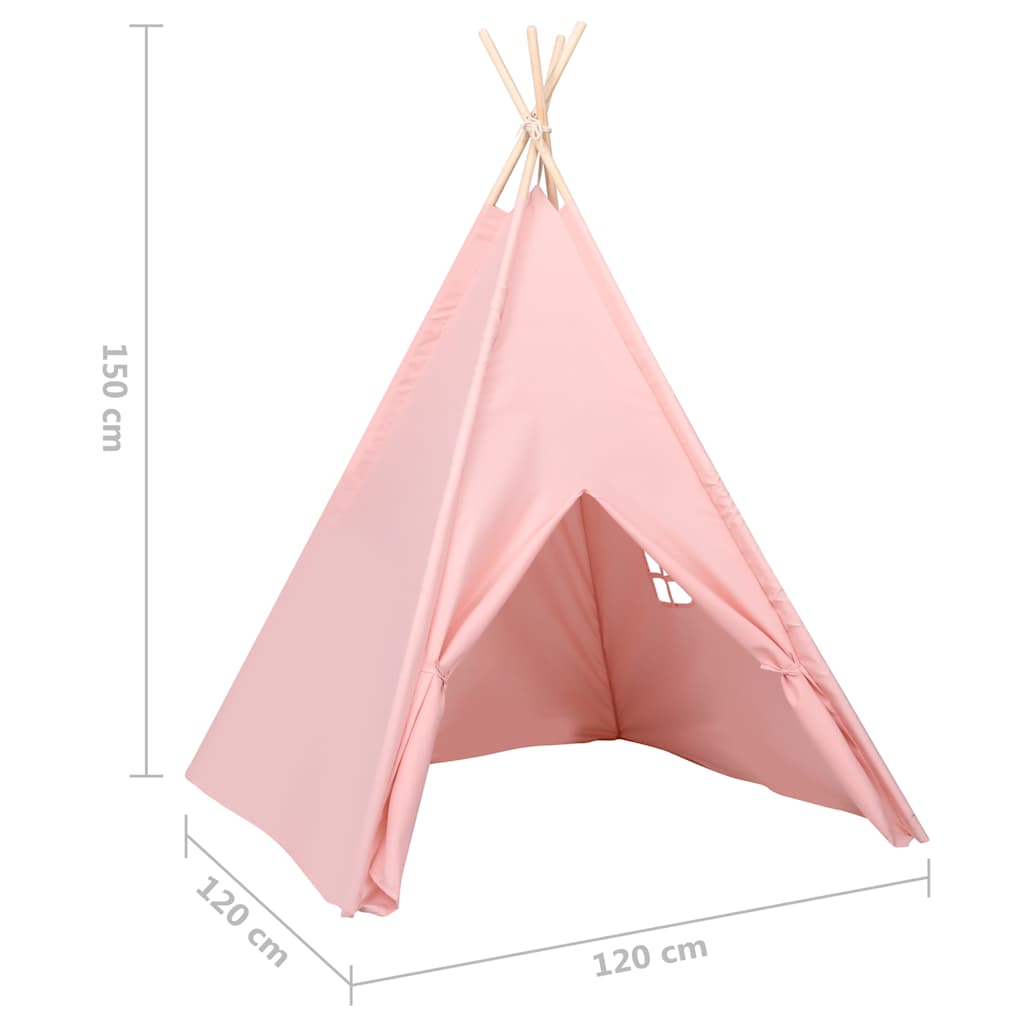 Tipi-telt for barn med pose ferskenhud rosa 120x120x150 cm