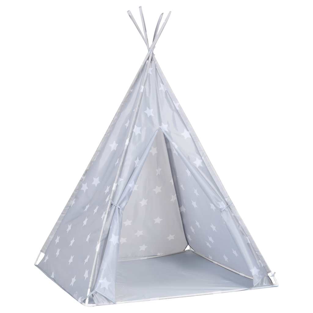 Tipi-telt for barn med pose polyester grå 115x115x160 cm