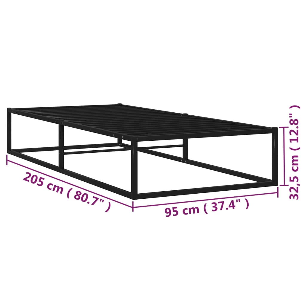 Sengeramme svart metall 90x200 cm