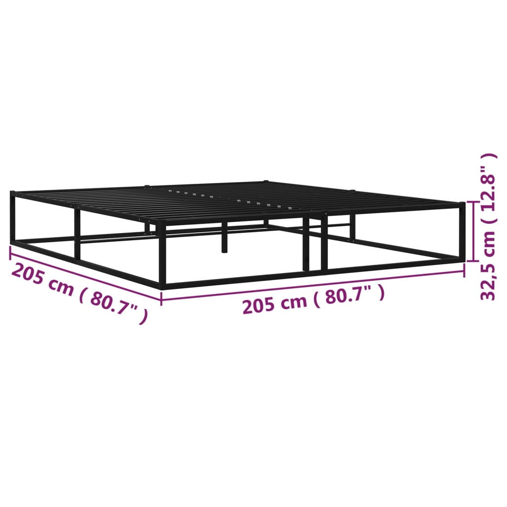 Sengeramme svart metall 200x200 cm