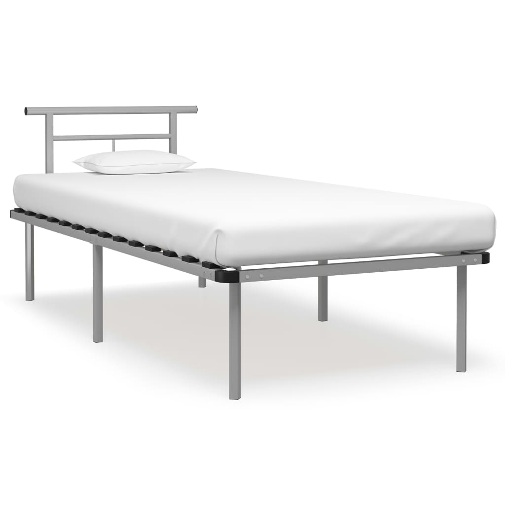 Sengeramme grå metall 90x200 cm