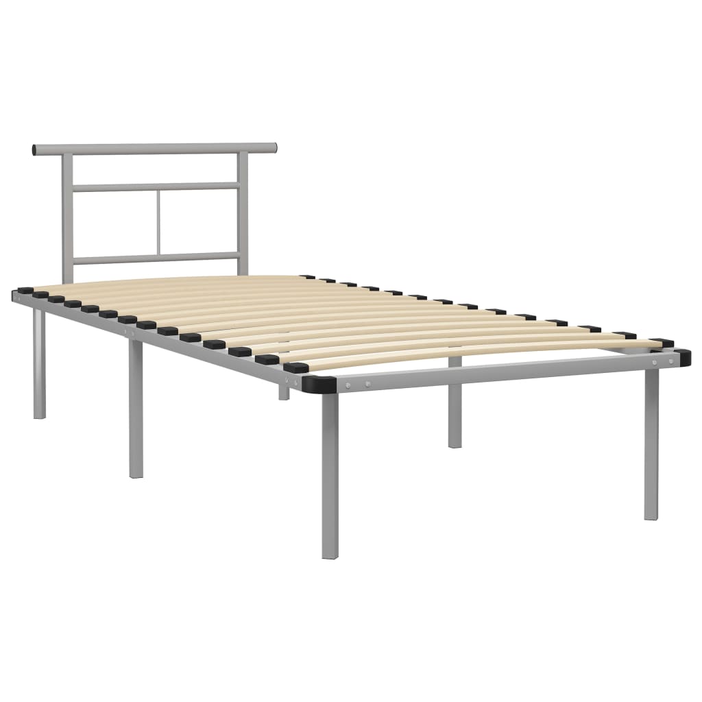 Sengeramme grå metall 90x200 cm