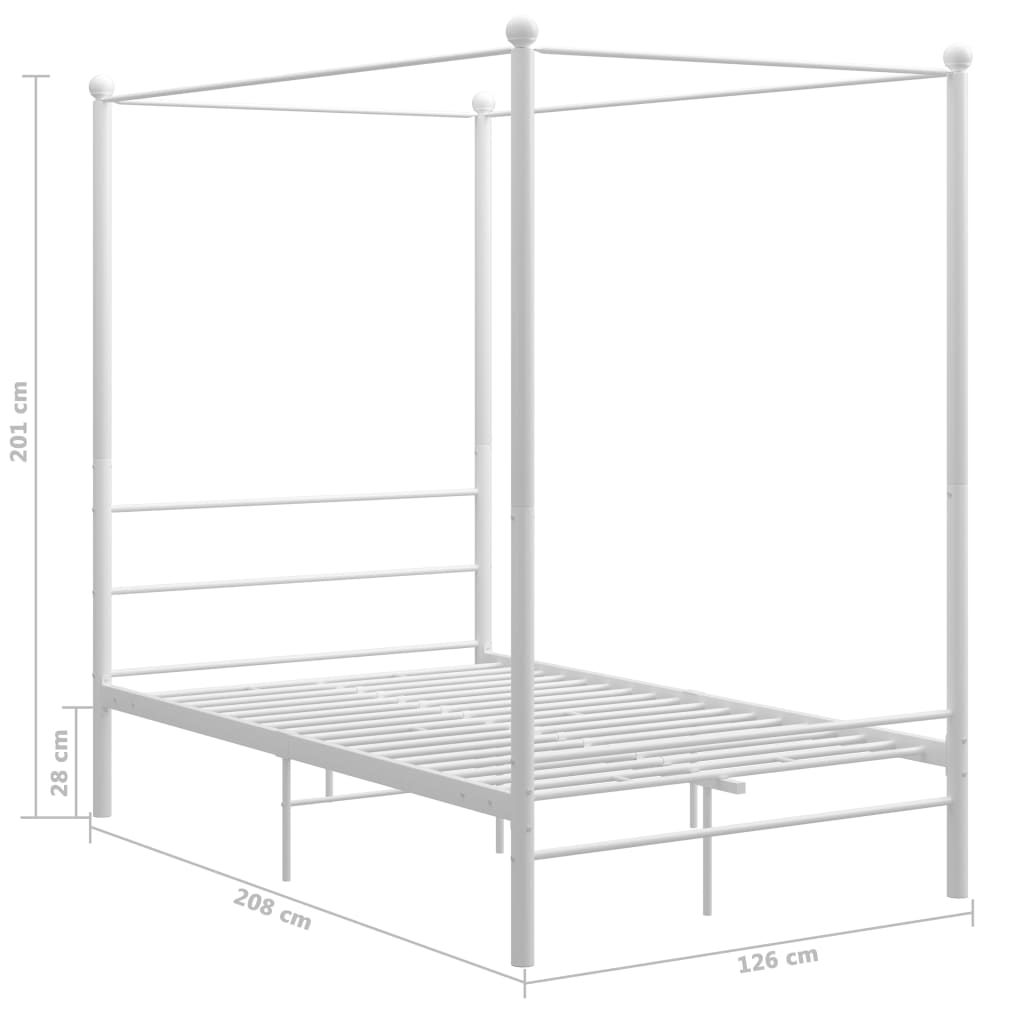 Himmelsengeramme hvit metall 120x200 cm