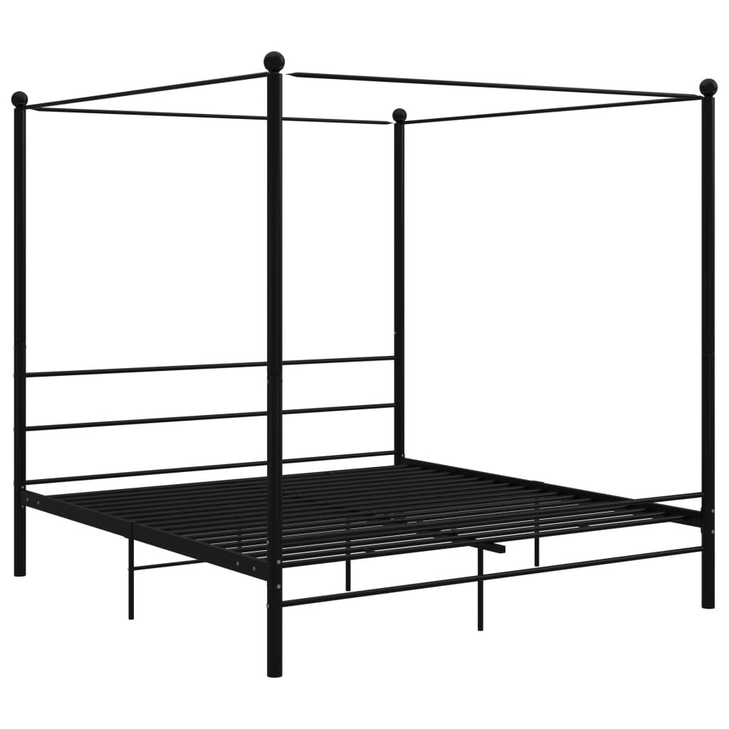 Himmelsengeramme svart metall 200x200 cm
