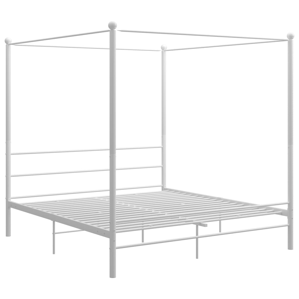 Himmelsengeramme hvit metall 200x200 cm