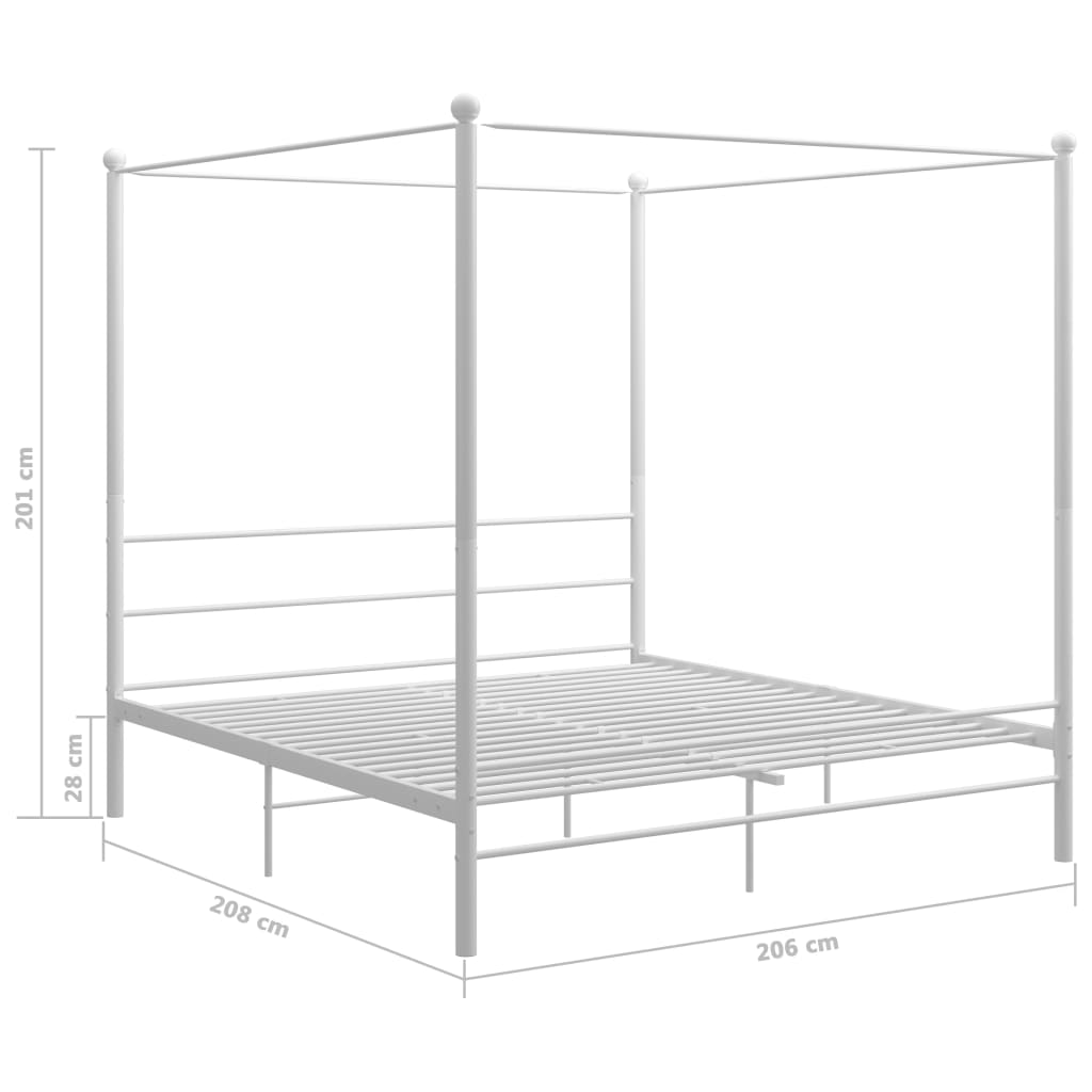Himmelsengeramme hvit metall 200x200 cm