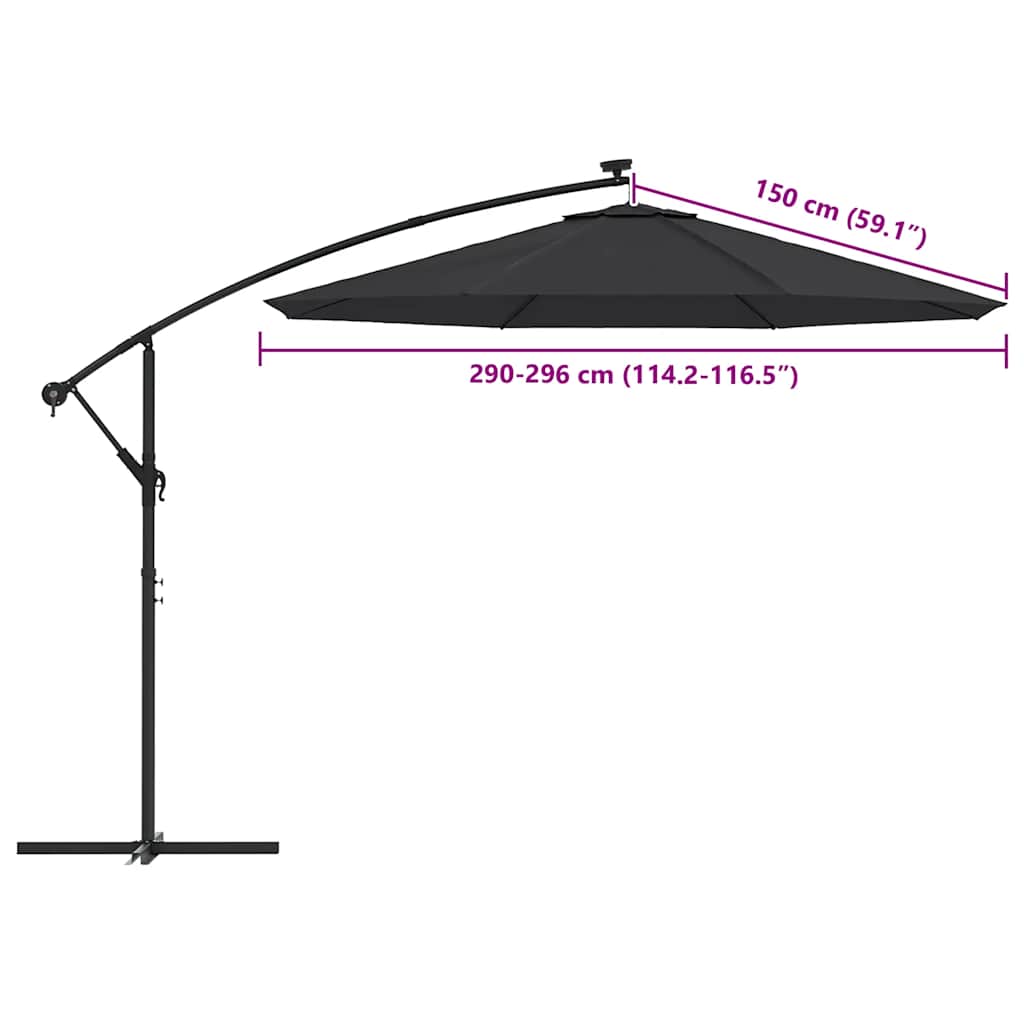 Erstatningsstoff for hengeparasoll svart 300 cm