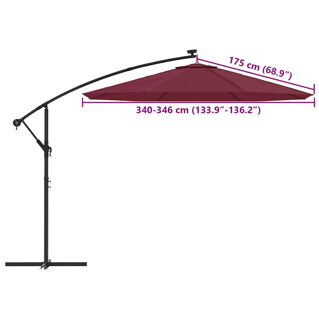 Erstatningsstoff for hengeparasoll vinrød 350 cm