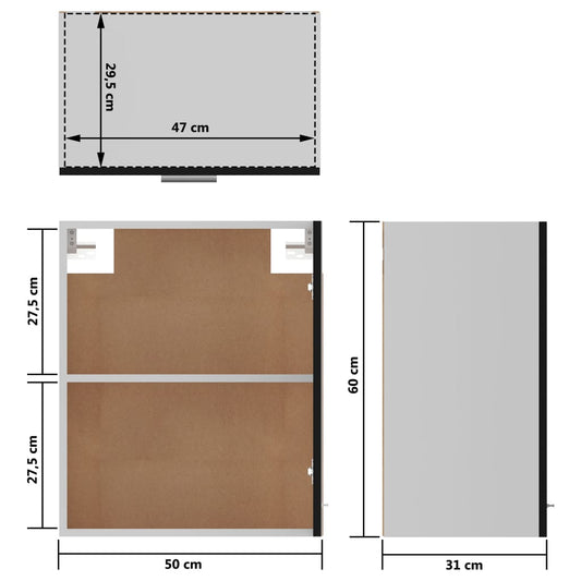 Hengende skap "Lyon" 2 stk svart 50x31x60 cm konstruert tre