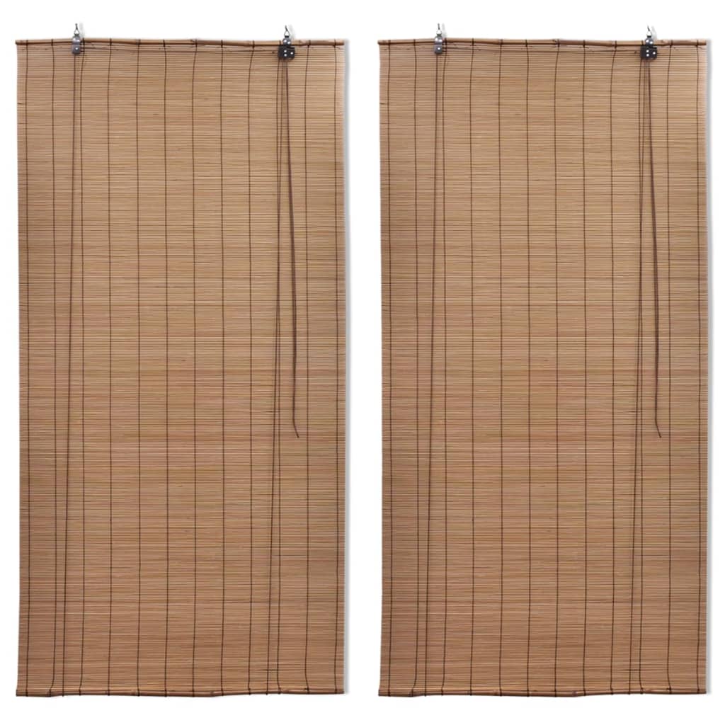 Rullegardiner 2 stk bambus 150x220 cm brun