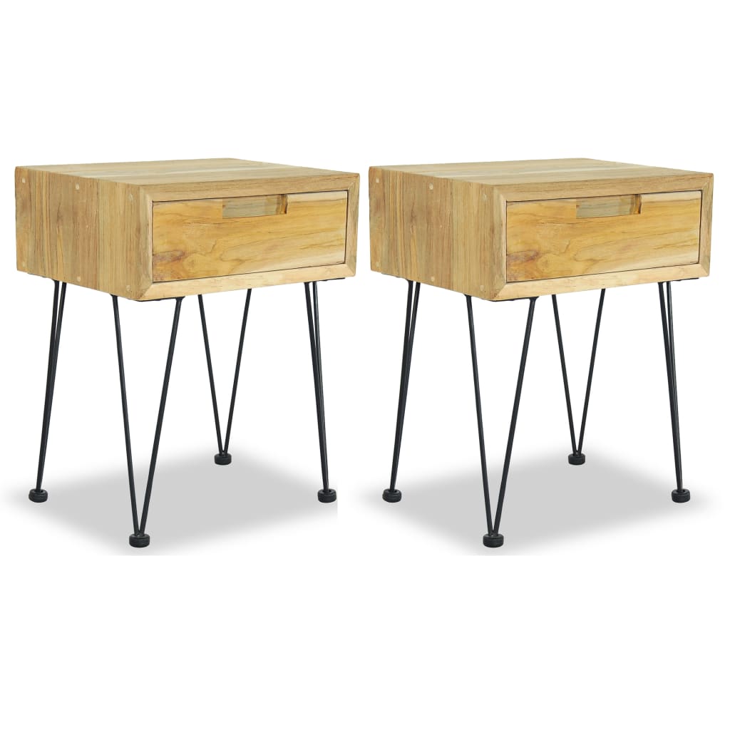 Nattbord 2 stk 40x30x50 cm heltre teak