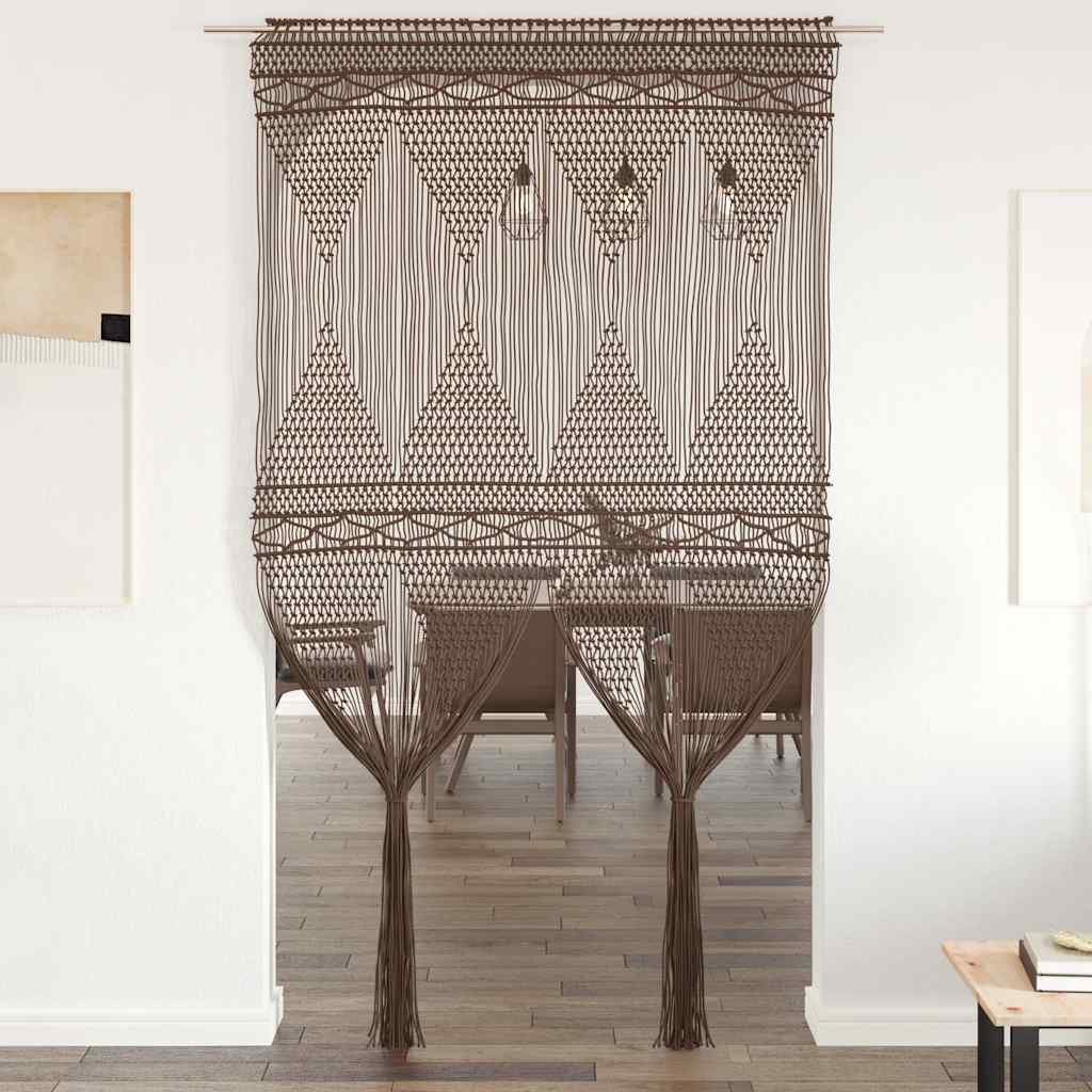 Makramé gardin gråbrun 140x240 cm bomull