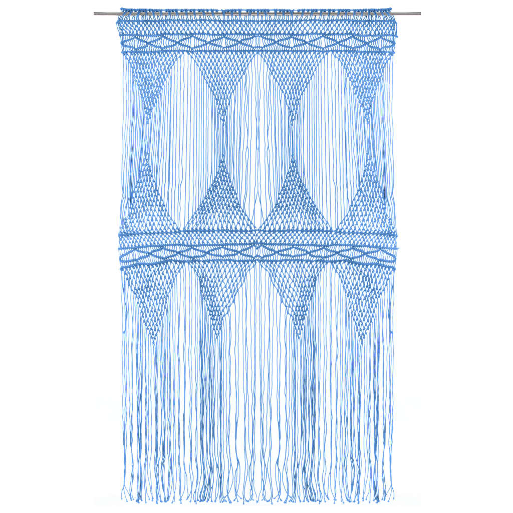 Makramé gardin blå 140x240 cm bomull