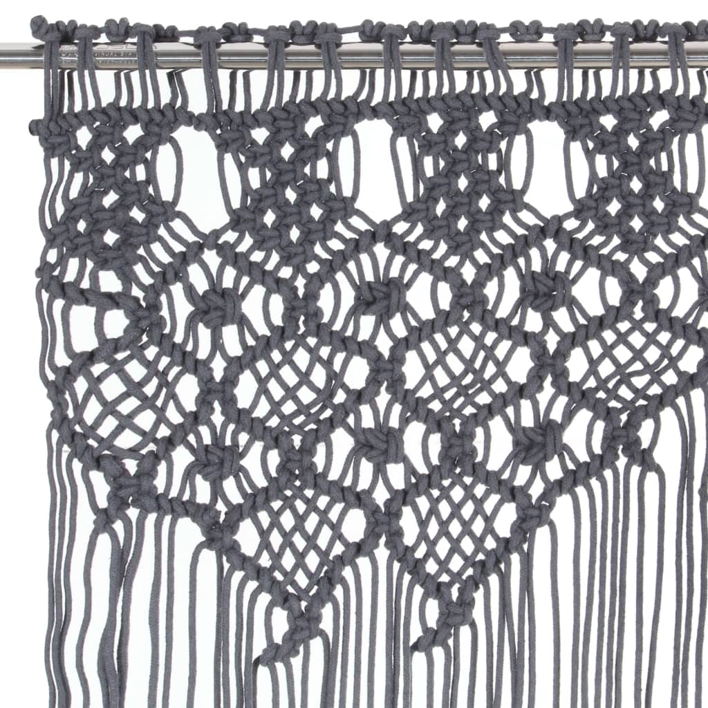 Makramé gardin antrasitt 140x240 cm bomull