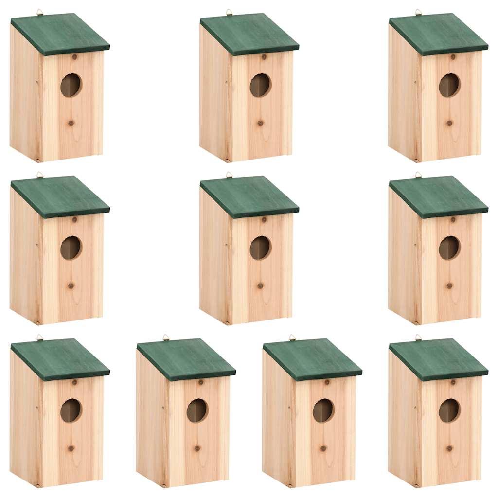 Fuglehus 10 stk heltre gran 12x12x22 cm vidaXL