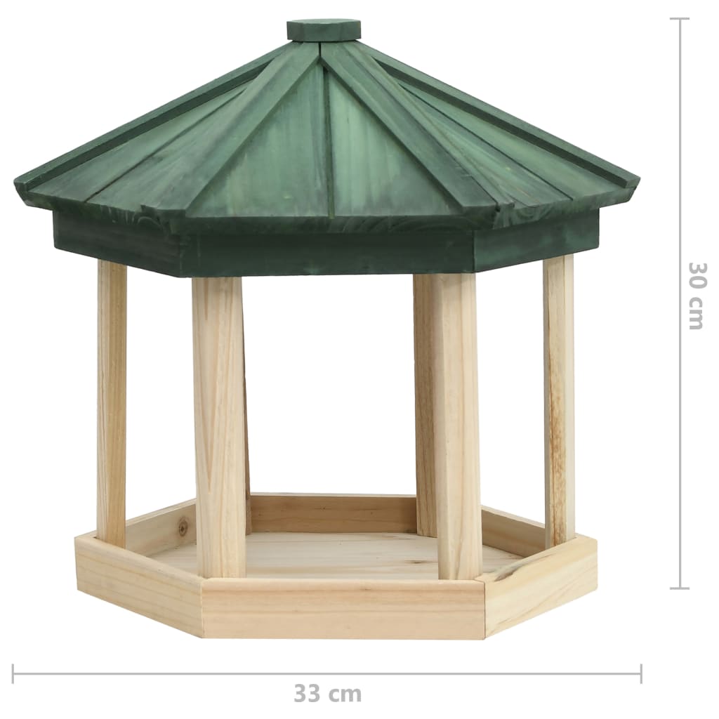 Fuglemater åttekantet heltre gran 33x30 cm vidaXL