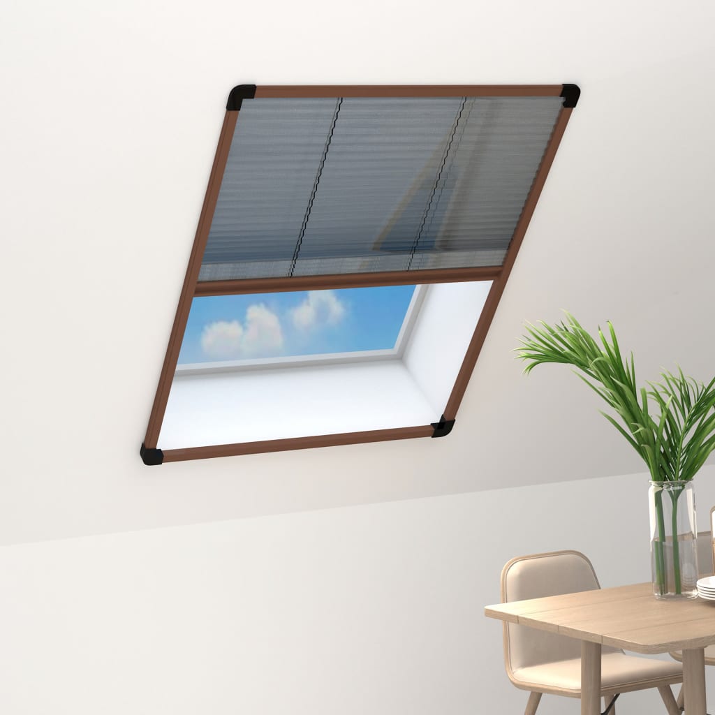 Plissert insektskjerm for vindu aluminium brun 60x80 cm vidaXL