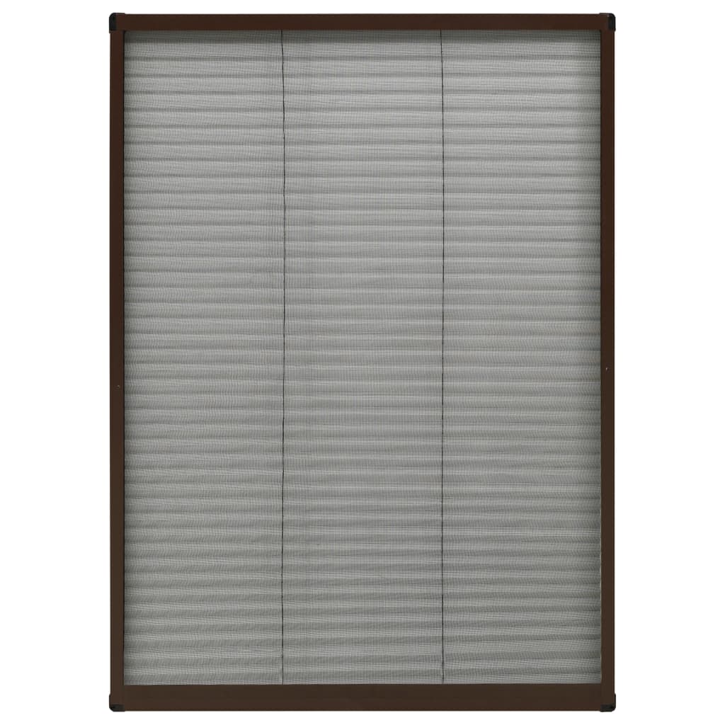 Plissert insektskjerm for vindu aluminium brun 80x120 cm