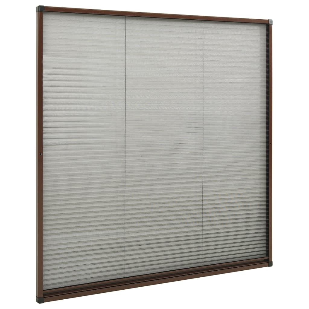 Plissert insektskjerm for vindu aluminium brun 120x120 cm vidaXL