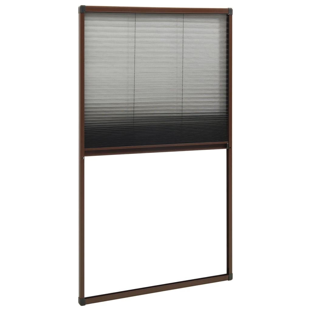 Plissert insektskjerm for vindu aluminium brun 80x160 cm vidaXL