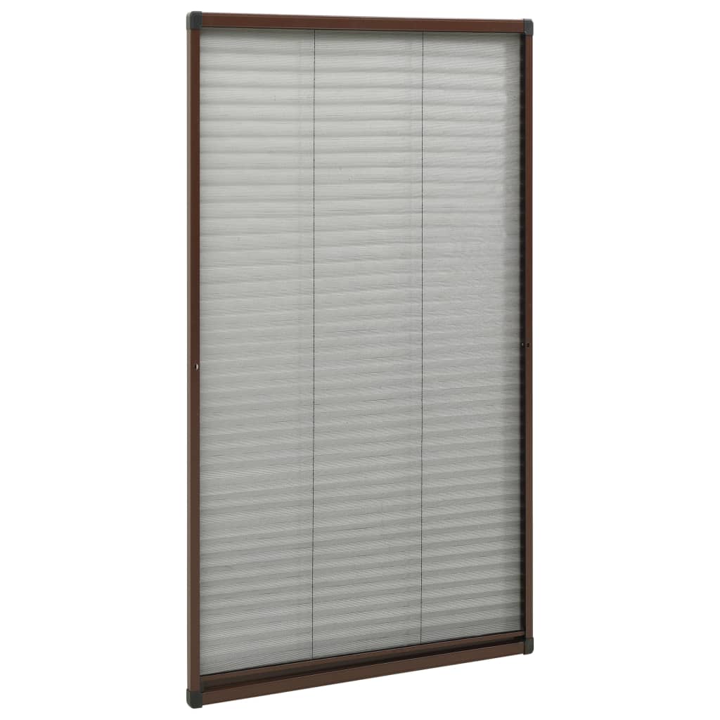 Plissert insektskjerm for vindu aluminium brun 80x160 cm vidaXL