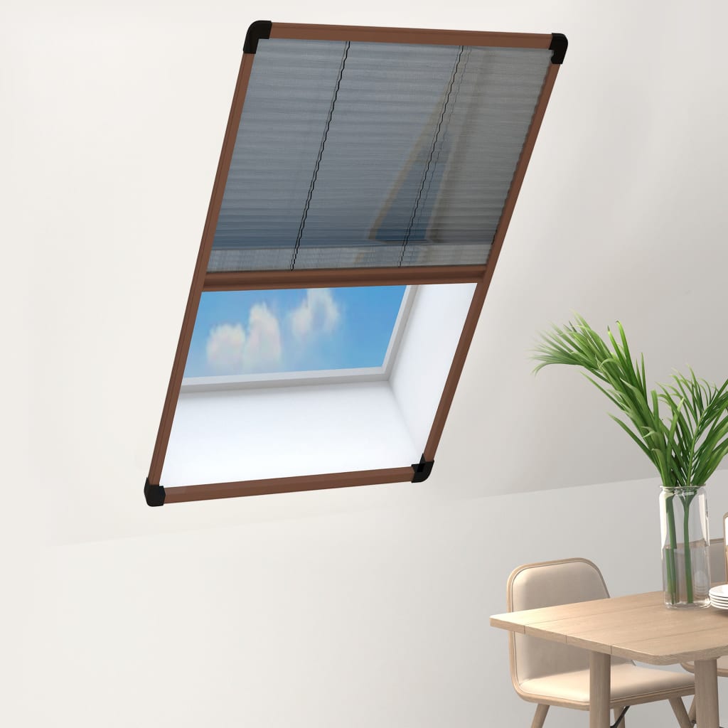 Plissert insektskjerm for vindu aluminium brun 80x160 cm vidaXL