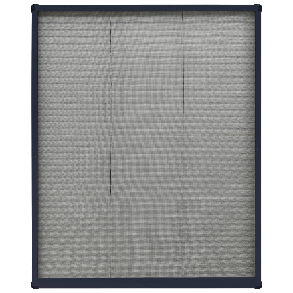 Plissert insektskjerm for vindu aluminium antrasitt 60x80 cm