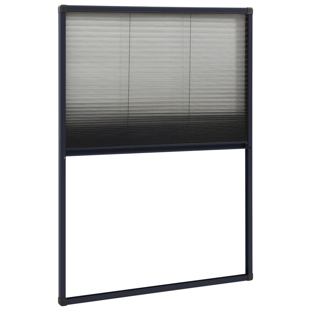 Plissert insektskjerm for vindu aluminium antrasitt 80x120 cm