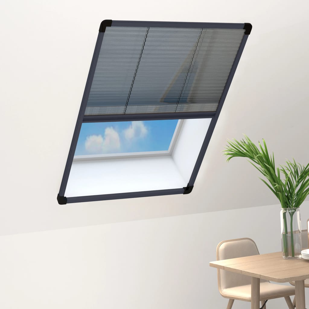 Plissert insektskjerm for vindu aluminium antrasitt 80x120 cm