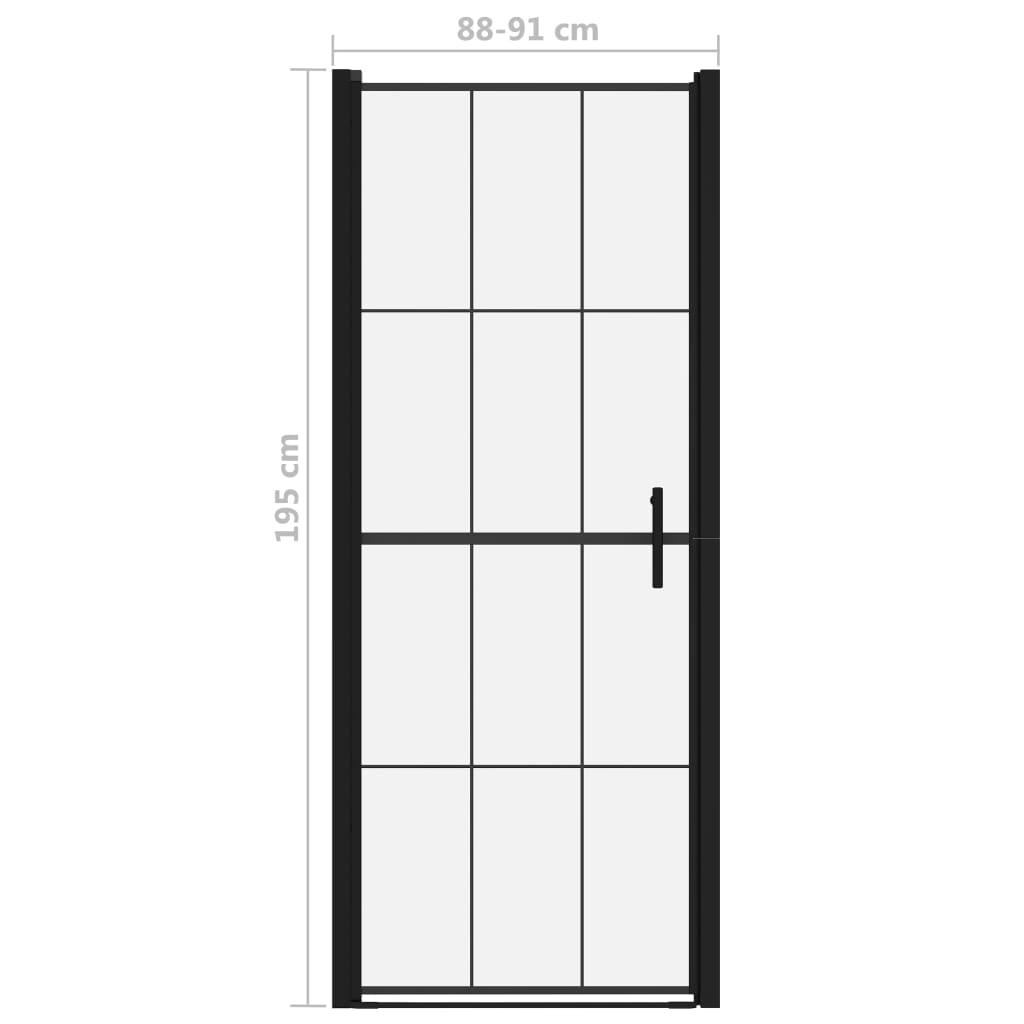 Dusjdør herdet glass 91x195 cm svart