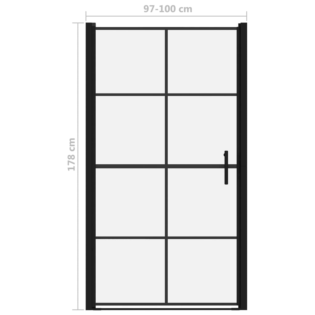 Dusjdør herdet glass 100x178 cm svart