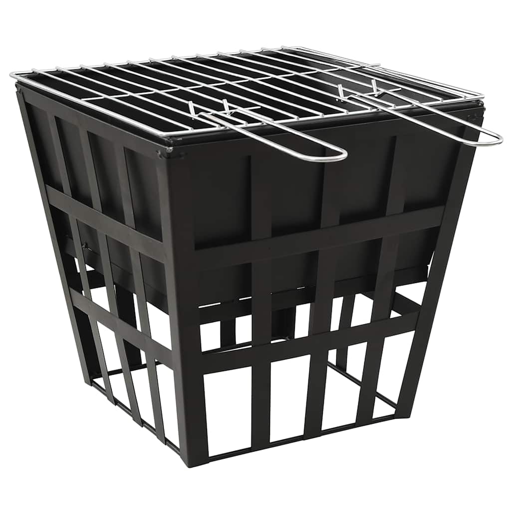 2-i-1 bålfat og grill 34x34x48 cm stål vidaXL
